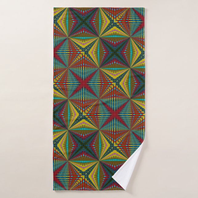 Hippie Red Blue Yellow Green Trippy Trippy Earthy Badehandtuch (Badehandtuch)