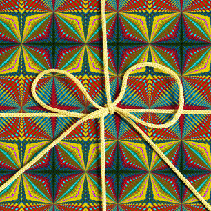 Hippie Red Blue Yellow Green Trippy Trippy Earthy Geschenkpapier
