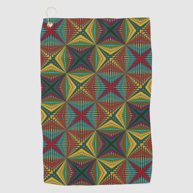 Hippie Red Blue Yellow Green Trippy Trippy Earthy Golfhandtuch (Vorderseite)