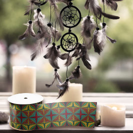 Hippie Red Blue Yellow Green Trippy Trippy Earthy Satinband