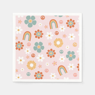 Hippie Regenbogen Groovy Geburtstag Serviette