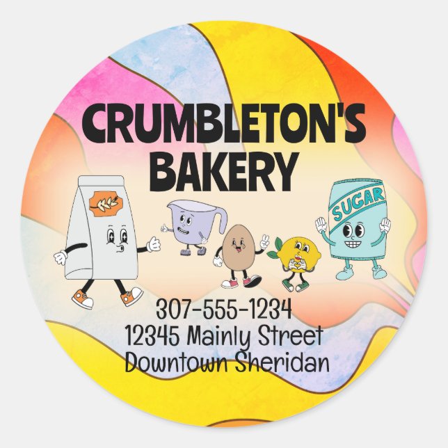 Hippie Retro Backzutaten Bäckerei Runder Aufkleber (Vorderseite)