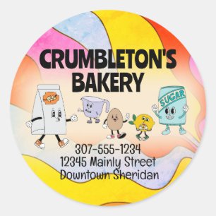 Hippie Retro Backzutaten Bäckerei Runder Aufkleber