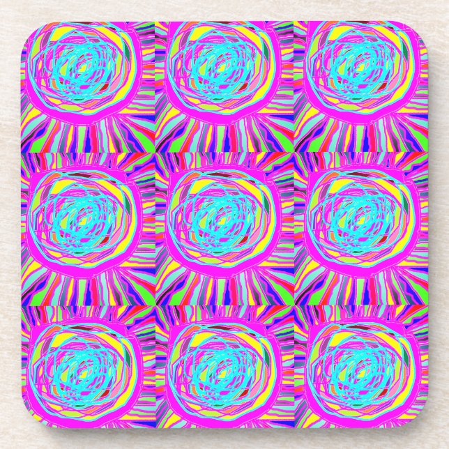 Hippie Retro erfrischt abstrakte Kunst Getränkeuntersetzer (Vorderseite)