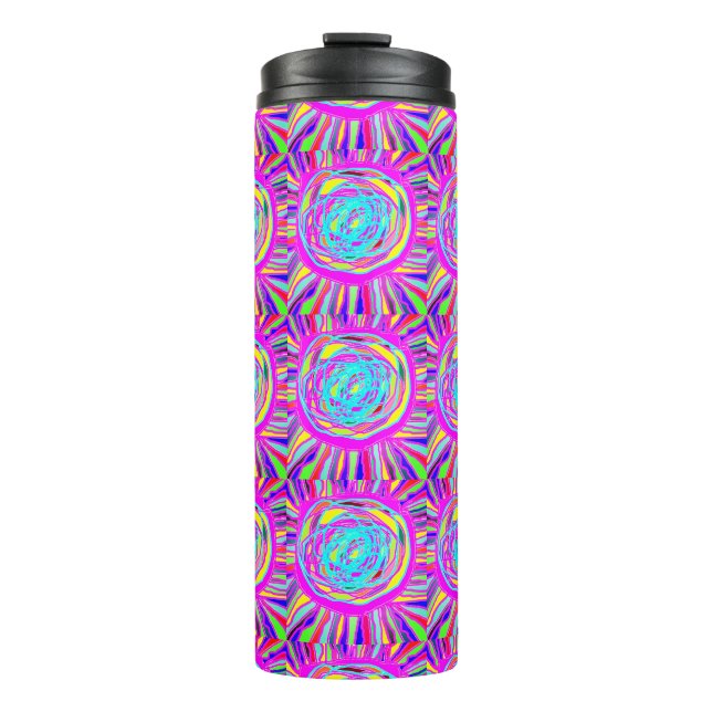 Hippie Retro erfrischt abstrakte Kunst Thermosbecher (Vorderseite)