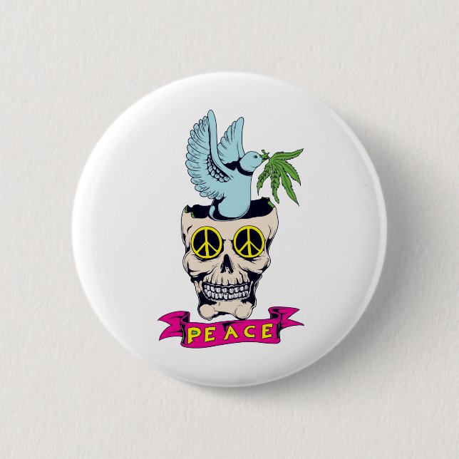 Hippie-Retro-Friedenskulpturenkunst Button (Vorderseite)