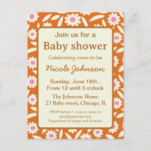 Hippie Retro Gänseblümchen Blumen Baby Shower   Einladungspostkarte