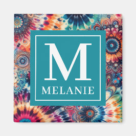 Hippie Retro Krawatte-Dye Mit Monogramm Magnet