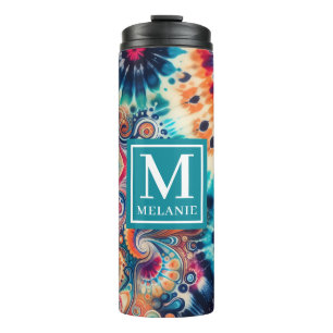 Hippie Retro Krawatte-Dye Mit Monogramm Thermosbecher