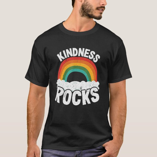Hippie Retro Lehrer Anti Bullying Rainbow Kindnes T-Shirt (Vorderseite)