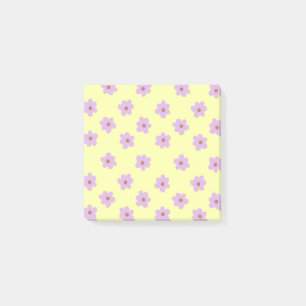 Hippie Retro Lila Gelb Blumen Y2K Muster Post-it Klebezettel