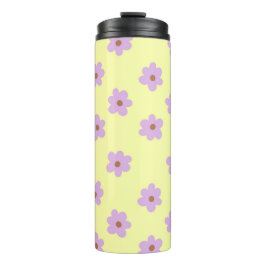 Hippie Retro Lila Gelbe Blume Y2K Muster Thermosbecher