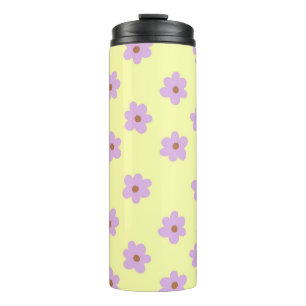 Hippie Retro Lila Gelbe Blume Y2K Muster Thermosbecher