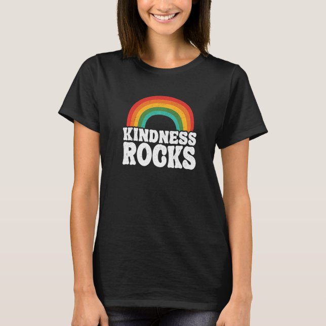 Hippie Retro Teacher Anti Bullying Rainbow Kindnes T-Shirt (Vorderseite)