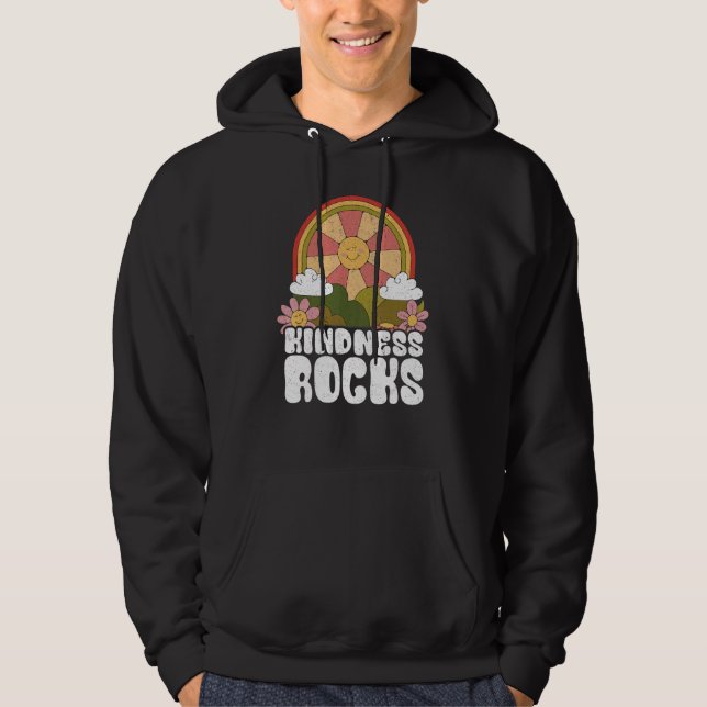 Hippie Retro Teacher Rainbow Kindness Rocks Earth  Hoodie (Vorderseite)