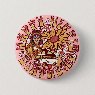 Hippie Retro Vintag Colors Geburtstag Button