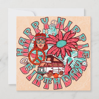Hippie Retro Vintag Colors Geburtstag einladen Einladung