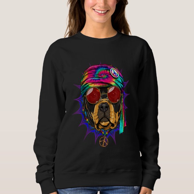 Hippie Rottweiler Tie Dye Peace Sign Psychedelic D Sweatshirt (Vorderseite)