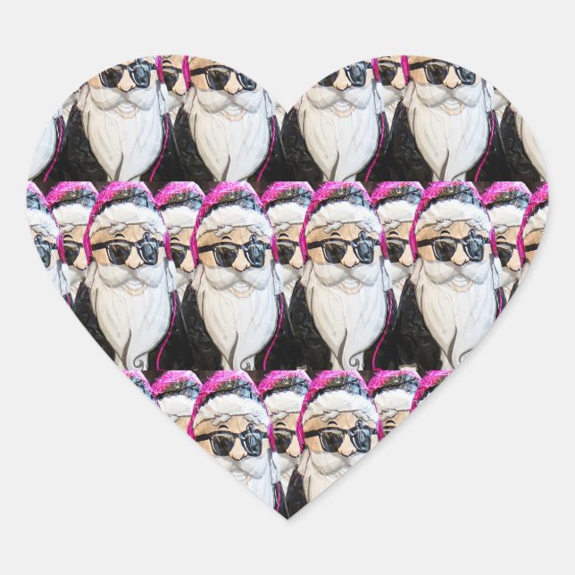 Hippie Santa-Aufkleber Herz-Aufkleber (Vorderseite)