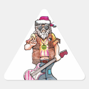 Hippie Santa Dreieckiger Aufkleber