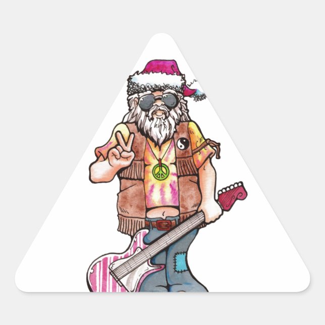 Hippie Santa Dreieckiger Aufkleber (Vorderseite)
