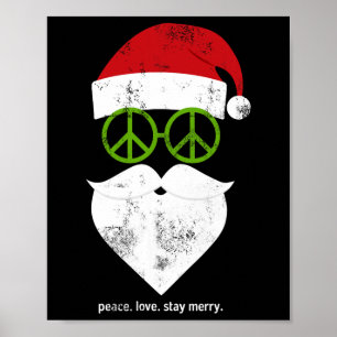 Hippie Santa Groovy Peace Sign Weihnachten Poster