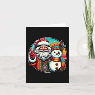 Hippie Santa Retro Snowman Bohemische Weihnachten Karte