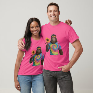 Hippie Sasquatch in Tiedye mit Sonnenblumen T-Shirt