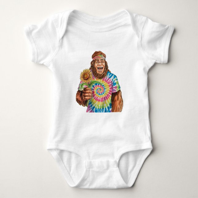 Hippie Sasquatch mit Sonnenblume Baby Strampler (Vorderseite)