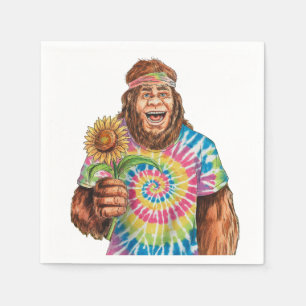 Hippie Sasquatch mit Sonnenblume Serviette