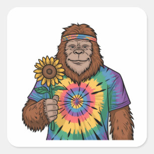 Hippie Sasquatch Quadratischer Aufkleber