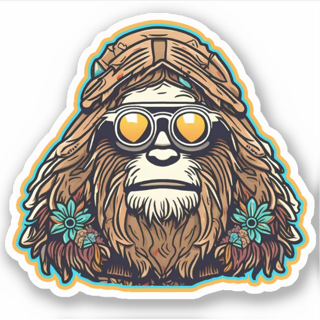 Hippie Sasquatch Vinyl Aufkleber (Vorderseite)