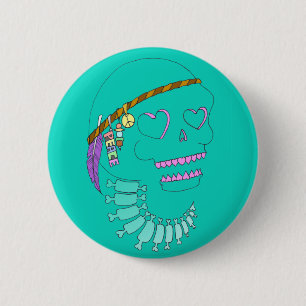 Hippie-Schädel Button