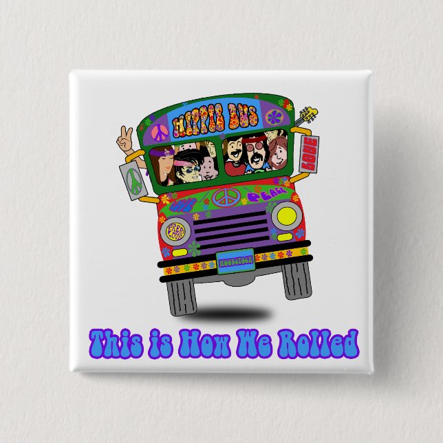 Hippie-Schulbus Button (Vorderseite)