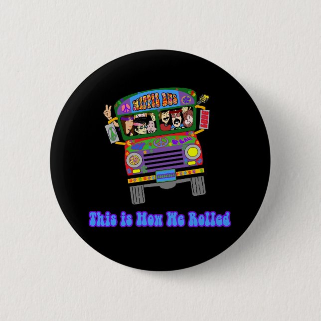 Hippie-Schulbus Button (Vorderseite)