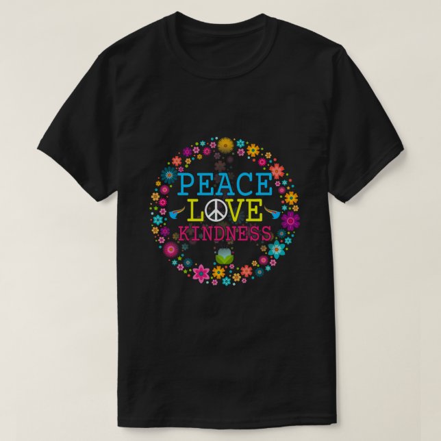 HIPPIE Shirt PEACE LIEBE KINDNESS Gefärbte Krawatt (Design vorne)