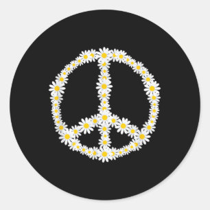 Hippie Sign Blume Anti-War Logo Daisies Peace Si Runder Aufkleber