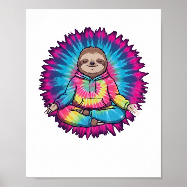 Hippie Sloth Peace Sign Tie-Dy Poster (Vorne)