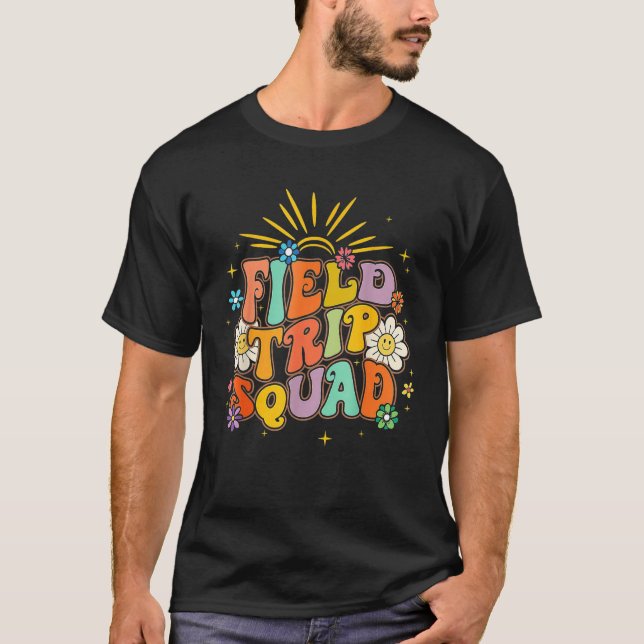 Hippie smile Face Field Trip Squad Groovy Field Da T-Shirt (Vorderseite)