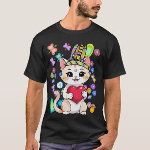 Hippie Sommer Katze Herz Katzen Hippies Kätzchen K T-Shirt