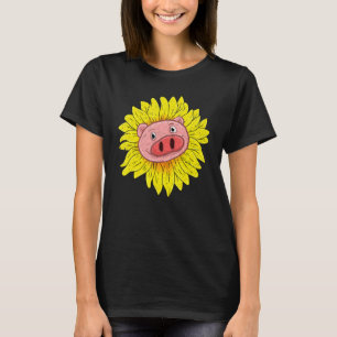 Hippie-Sonnenblumen-Bauernhof-Tier Ferkel Gelbe B T-Shirt