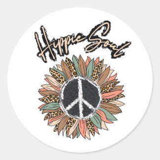 Hippie Soul Peace Signature Sonnenblume Runder Aufkleber