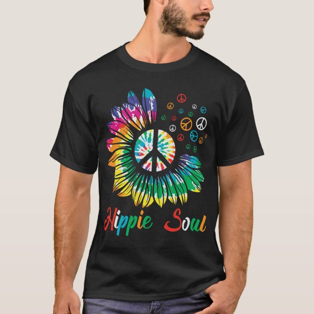 Hippie-Soul-Sunflower-Tiedye-60er- T-Shirt (Vorderseite)