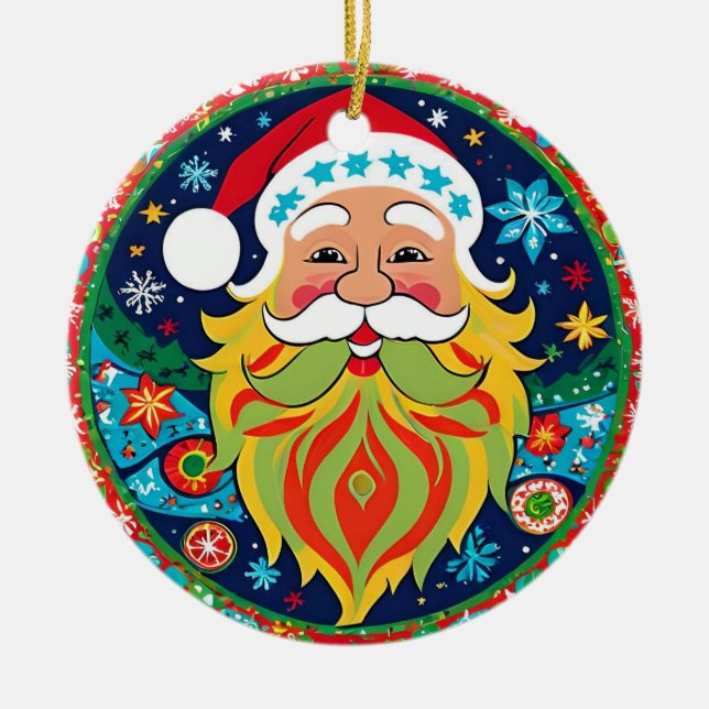 Hippie Style Groovy Weihnachten Doppelseitig Keramik Ornament (Vorne)