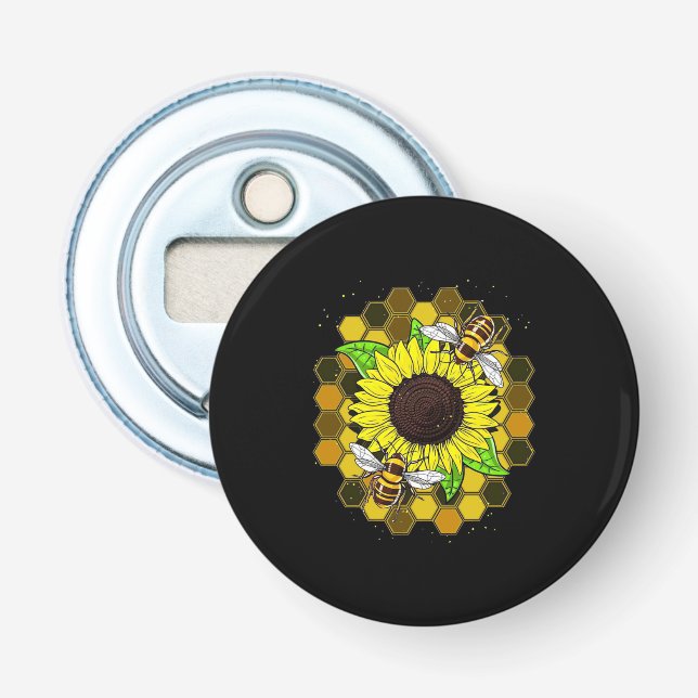 Hippie Sunflower Bees Flaschenöffner (Vorderseite)