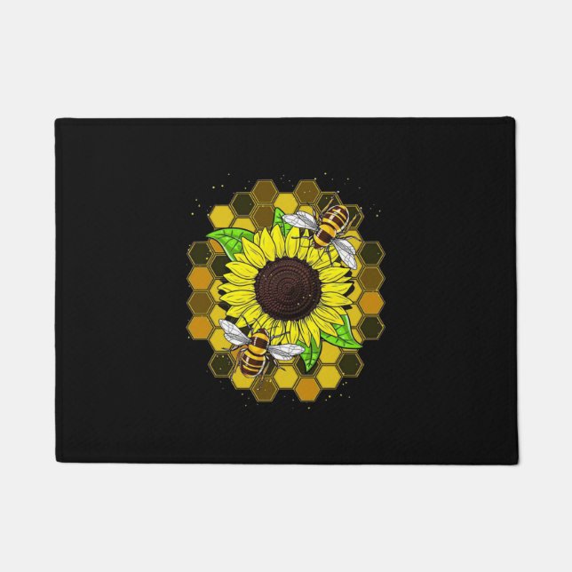 Hippie Sunflower Bees Fußmatte (Vorderseite)