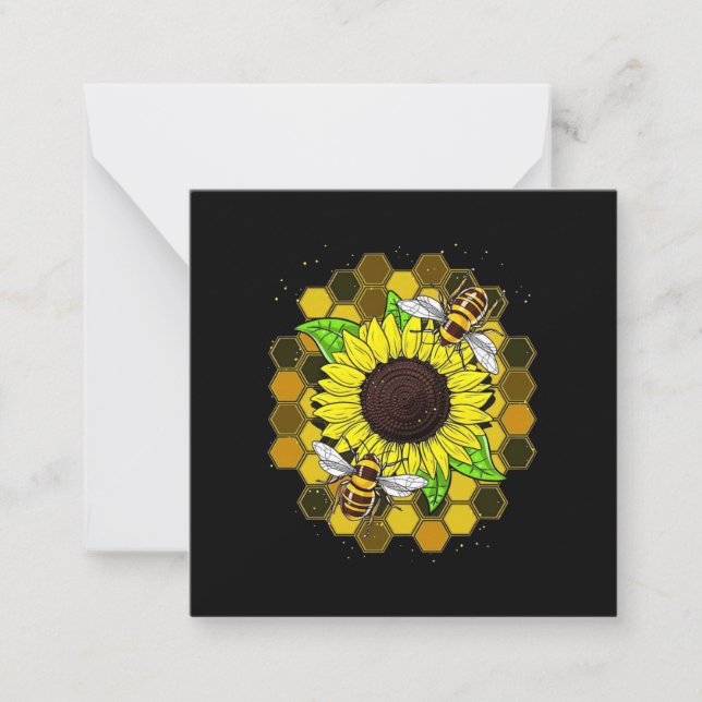 Hippie Sunflower Bees Mitteilungskarte (Vorderseite)
