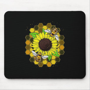 Hippie Sunflower Bees Mousepad