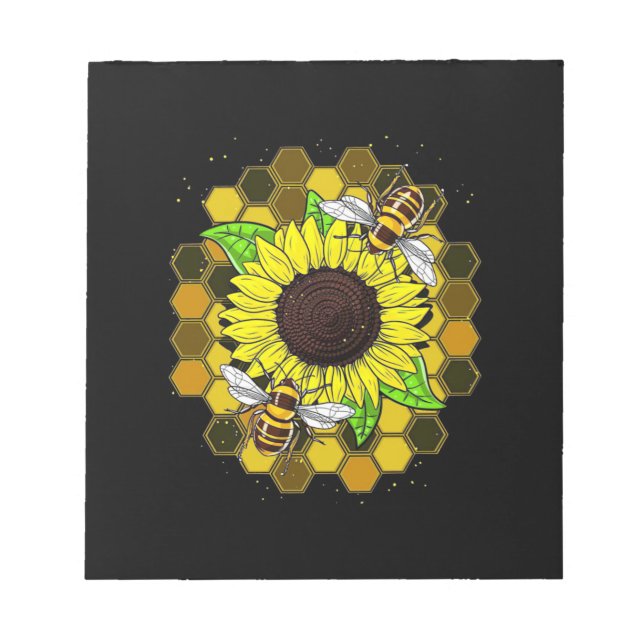 Hippie Sunflower Bees Notizblock (Vorderseite)