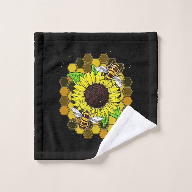 Hippie Sunflower Bees Waschlappen (Waschlappen)